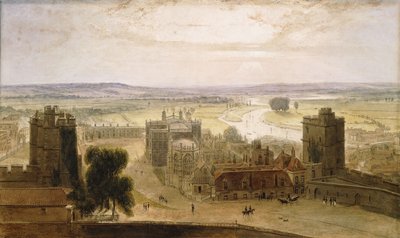 Uitzicht vanaf de Ronde Toren, Windsor Kasteel, 1827 door William Daniell