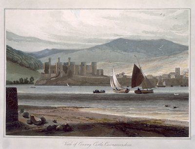 Uitzicht op Conway Castle, Caernarvonshire, uit 