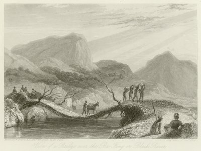 Uitzicht op een brug over de Ba-Fing door William Daniell