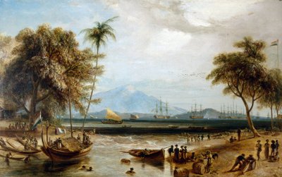 Waterpunt bij Anjer Point, op het eiland Java (Indonesië) door William Daniell