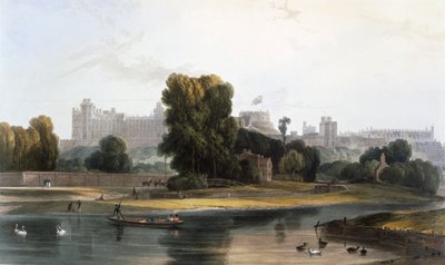 Windsor Castle vanaf de rivier de Theems bij Eton, c. 1827-30 door William Daniell