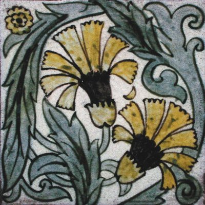 Tegel met bloemmotief door William de Morgan