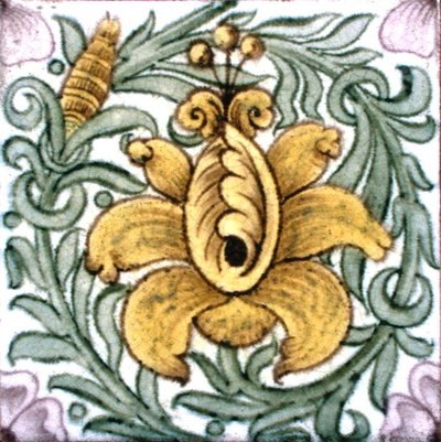 Tegel met bloemmotief door William de Morgan
