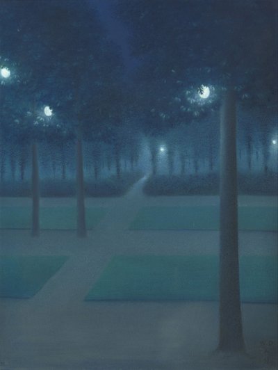 Nocturne in het Parc Royal, Brussel door William Degouve de Nuncques
