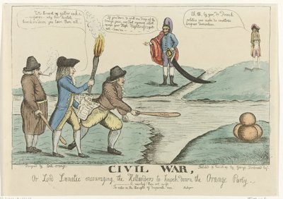 Engelse spotprent op de Nederlandse burgertwisten, 1787 door William Dent