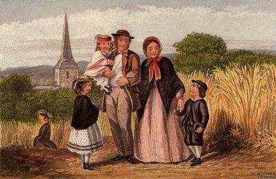 Zondagochtend: familie teruglopend van de kerk door William Dickes