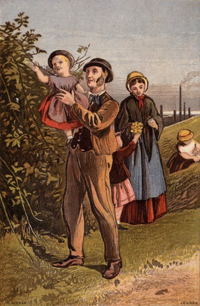 De landelijke wandeling: familie wandelend op het platteland door William Dickes