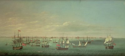Britse, Franse, Portugese en Spaanse Koopvaarders en Oorlogsschepen bij Cadiz door William Dixon
