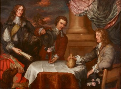 Portret van Prins Rupert, Kolonel William Legge en Kolonel John Russell, 1645-1646 door William Dobson