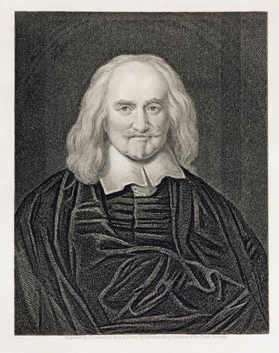 Portret van Thomas Hobbes (1588-1679) gegraveerd door James Posselwhite (1798-1884) uitgegeven door William Mackenzie door William Dobson
