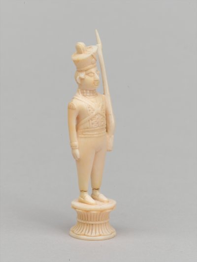 Witte pion, schaakstuk, India, circa 1820 door William Dobson