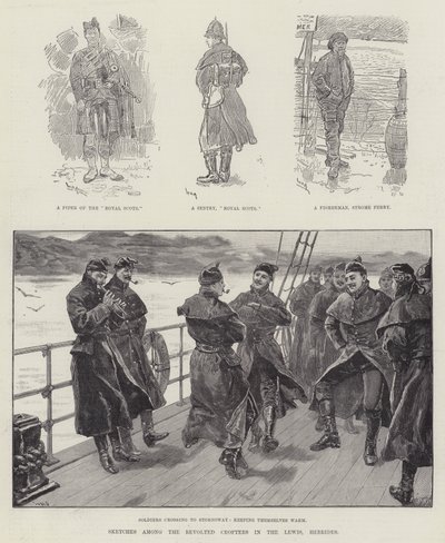 Schetsen onder de Opstandige Crofters in de Lewis, Hebriden door William Douglas Almond