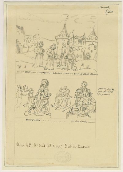 Tamworth Church - Vensterglas: inkttekening, nd [?17e eeuw] door William Dugdale
