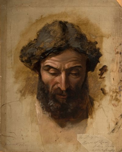 Gulheid: Koning Arthur, van zijn Paard Geworpen, wordt gespaard door zijn Tegenstander..., 1850-1855 door William Dyce