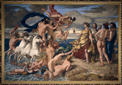 Neptunus draagt het rijk van de zeeën over aan Britannia door William Dyce