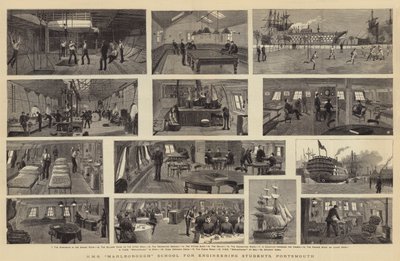 HMS Marlborough School voor ingenieursstudenten, Portsmouth door William Edward Atkins