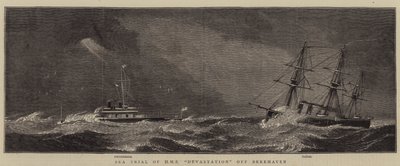 Zeeproef van HMS Devastation bij Berehaven door William Edward Atkins