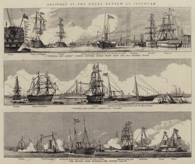 Schetsen bij de Marine Review in Spithead (gravure) door William Edward Atkins