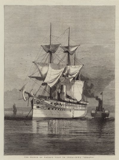 Het Bezoek van de Prins van Wales aan India, HMS Serapis door William Edward Atkins