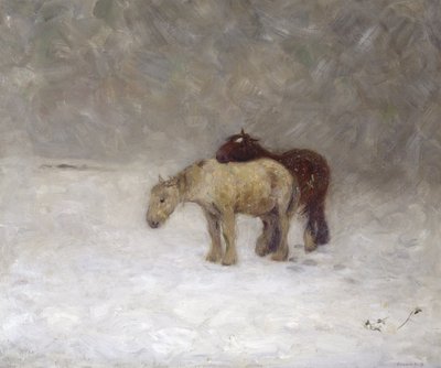 Een sneeuwstorm, ca. 1891 door William Edward Stott