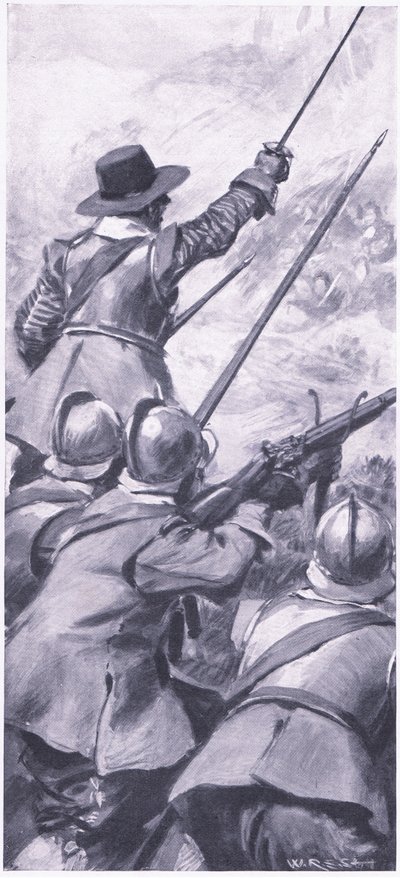 De Laaglanders bij de Slag om Killiecrankie, illustratie uit Britse gevechten op land en zee, 1915 door William Edward Stott