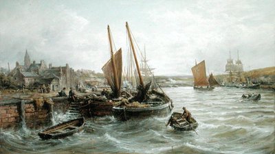 Vissersboten in Peel Haven, Isle of Man door William Edward Webb