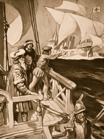 Vasco Da Gama rondt de Kaap de Goede Hoop door William Edward Wigfull