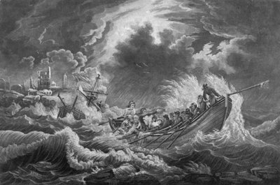 Reddingsboot die een Deel van de Bemanning van een Schip Redt door William Elmes