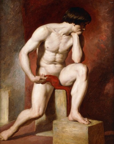 Een mannelijk naakt, zittend op volledige lengte door William Etty