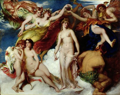 Pandora gekroond door de Seizoenen door William Etty