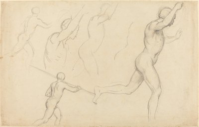 Studies van rennende mannen door William Etty