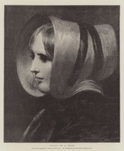 Studie van een hoofd door William Etty