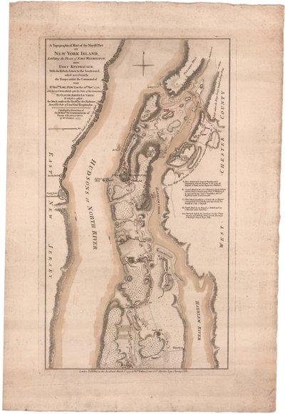 Een Topografische Kaart van het Noordelijke Deel van New York Island door Sauthier door William Faden