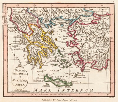 Oude Griekenland. Egeïsche Zee. Klein-Azië. Kaart. door William Faden