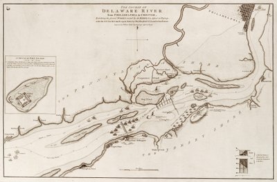 De loop van de Delaware River van Philadelphia naar Chester, Noord-Amerika door William Faden