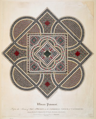 Mozaïekvloer voor het heiligdom van Thomas A Becket in de kathedraal van Canterbury door William Fowler