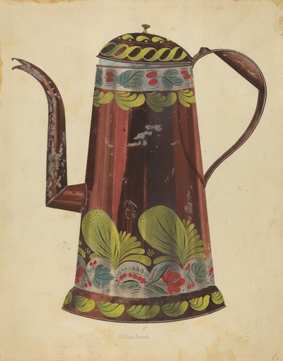 Toleware Blikken Koffiepot, ca. 1937 door William Frank