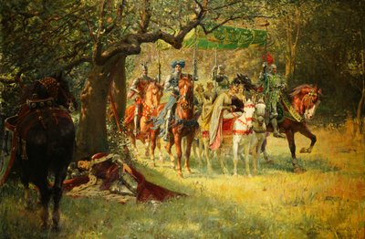 Hoe Vier Koninginnen Sir Lancelot Slapend Vonden door William Frank Calderon