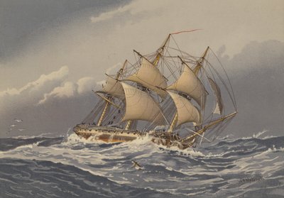 Een fregat met 28 kanonnen, circa 1794 door William Frederick Mitchell