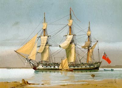 Een Koninklijke Marine 42 kanonnen fregat door William Frederick Mitchell