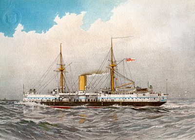 HMS Colossus, Royal Navy 2e klasse slagschip, ca. 1890-ca. 1893 door William Frederick Mitchell