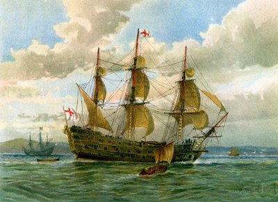 Royal Navy slagschip, ca. 1650 door William Frederick Mitchell