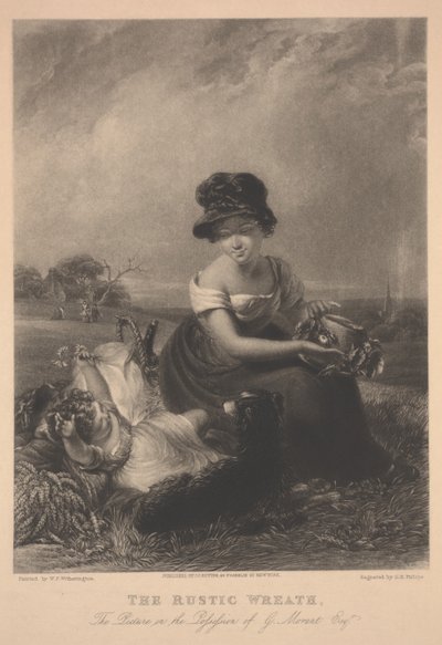 De rustieke krans, prent gemaakt door G.H. Phillips door William Frederick Witherington