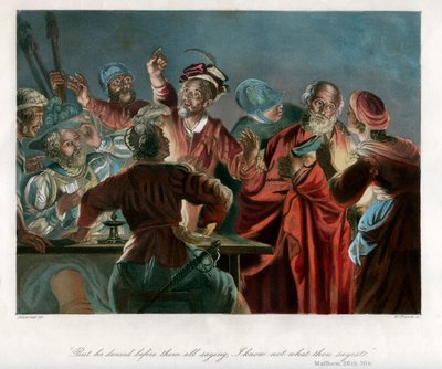 Maar hij ontkende voor hen allen en zei: Ik weet niet wat gij zegt, ca. 1850 door William French