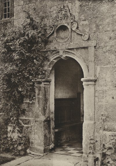 Deur, "Batemans," Burwash, Sussex (zwart-wit foto) door William Galsworthy Davie