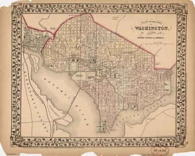 Plan van de stad Washington - de hoofdstad van de Verenigde Staten van Amerika door William Gamble