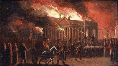 De brand van het stadhuis van Liverpool in 1795 door William Gavin Herdman