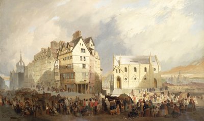 Uitzicht op de Lawn Market, Edinburgh door William Gavin Herdman