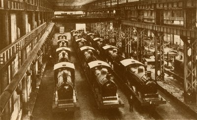 Locomotieven klaar voor verzending overzee, ca. 1930 door William George Armstrong