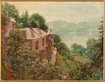 John Ruskin in zijn torenstudie in Brantwood (aquarel) door William Gersham Collingwood